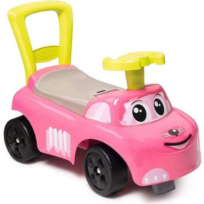 Porteur auto rose Smoby - Fonction Trotteur - Coffre à jouets - Fabrication française