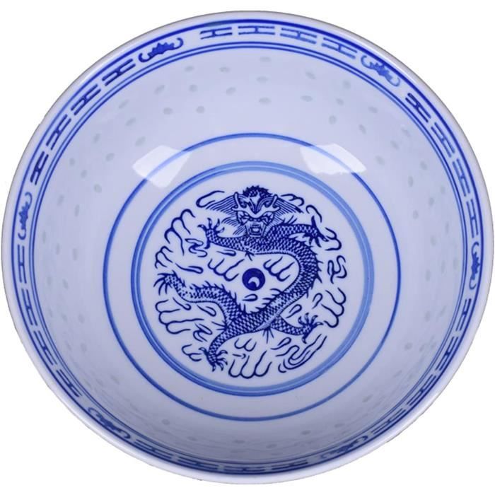 Lot De 6 Bols à Riz Porcelaine Imprimé Main Nicola Spring – 12cm, 3 Couleurs, Déco Vintage