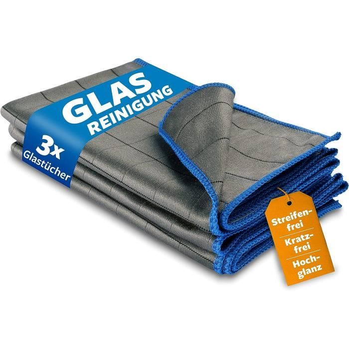 Chiffons Microfibre DmDoyy - Lot De 3 Pour Vitres Et Verres - Absorbants, Sans Traces - 40x60 Cm - Nettoyage Maison & Pro