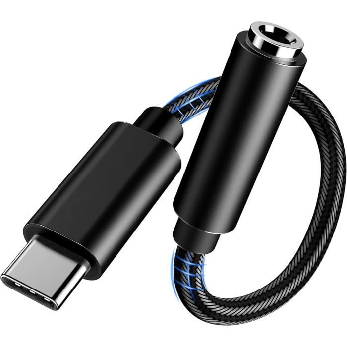 Adaptateur USB C Vers Jack 3.5mm - Compatible IPhone 16 15, Galaxy S24, MacBook, Huawei