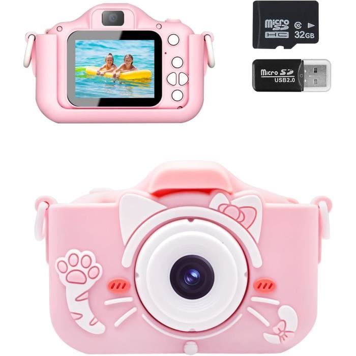 Appareil Photo Numérique Enfant 20MP 1080P – Écran 2 Pouces, Double Objectif, Jeux Intégrés | Cadeau Garçon/fille (rose/jaune)