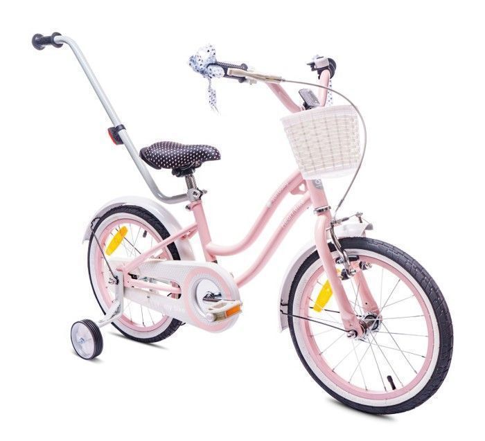 HEART BIKE Vélo Fille 12 14 16 Pouces Vélo Enfant 2-6 Ans,avec Barre de poussée, Panier, Sonnette, Vélo pour Enfant Fille de 2 à 6 A