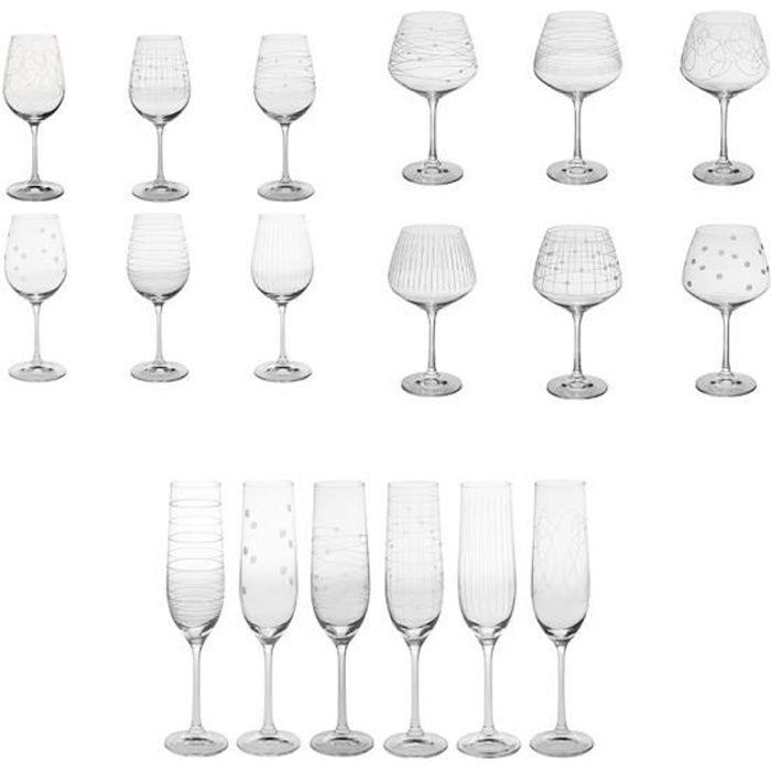 Service de verres 18 pièces Graphik dégustation - Table Passion Transparent