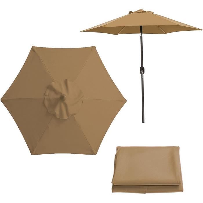 Auvent De Rechange Pour Parasol D'Extérieur Avec 6 Baleines Toile De Rechange Pour Parasol 3M 8