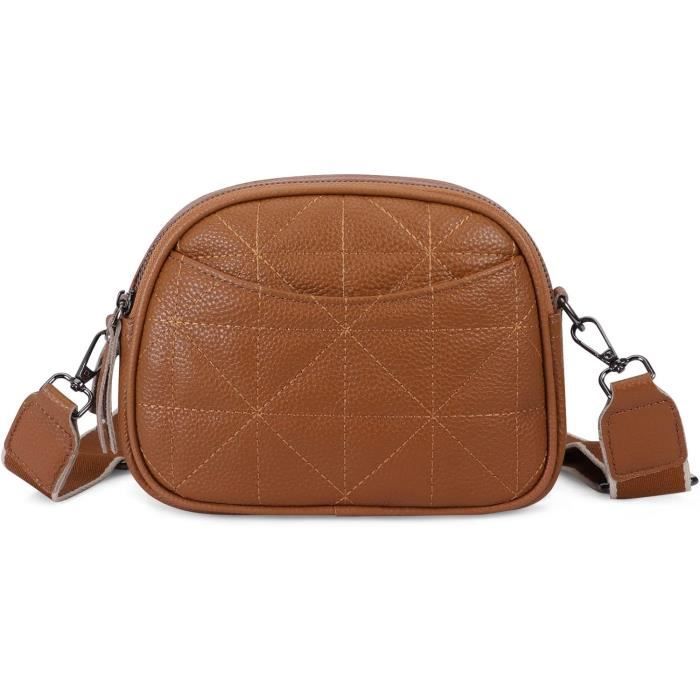 Petit Sac Bandouliere Femme Sac Bandoulière Femme Leisofter En Cuir Véritable - Élégant, 3 Compartiments, Sangle Réglable Et Amovible Sac A Main Femme