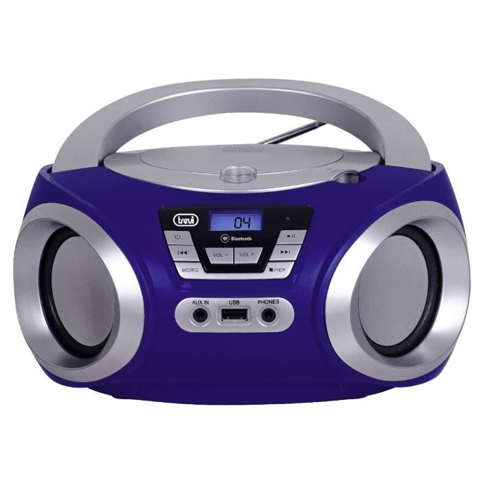 Chaîne stéréo portable Trevi CMP 544 BT Boombox - Lecteur CD, Radio FM, USB, Bluetooth - Bleu