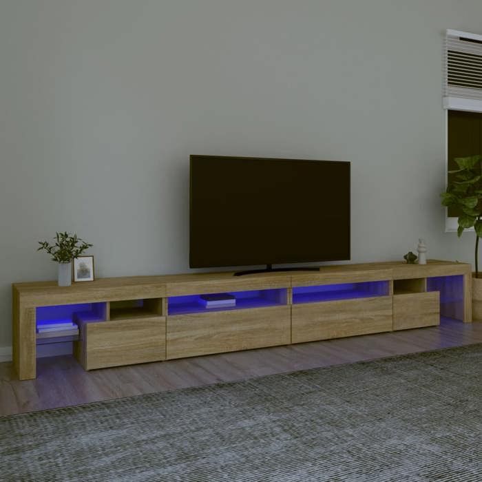 vidaXL Meuble TV avec Lumières LED Centre de Divertissement Rangement Meuble Média Meuble de Salon Salle de Séjour Maison 3152804