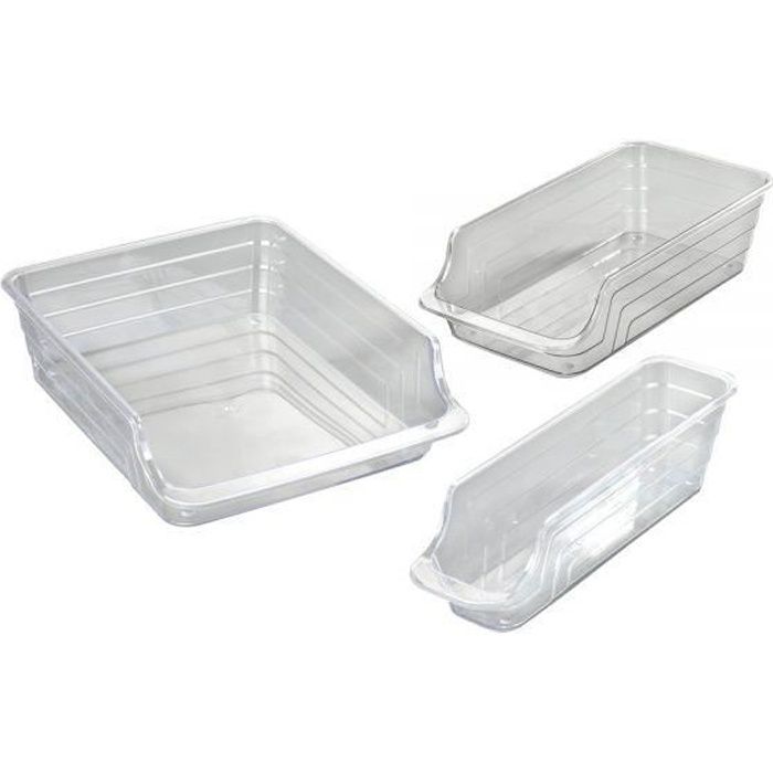 Boîte rangement pour réfrigérateur - empilables - 3 tailles assorties