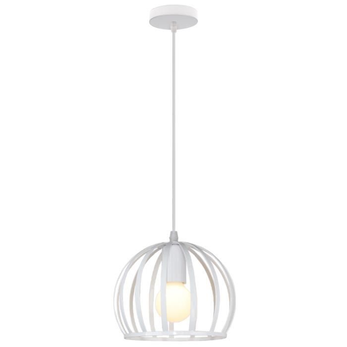 UNI Suspension Luminaire Industrielle Cage Diamant 19cm Plafonnier Lustre Abat-jour en Métal Blanc