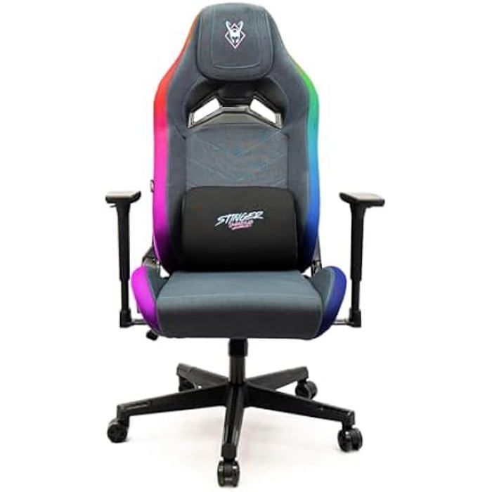 Chaise de Gaming WOXTER Stinger Station Elite RGB Tissu Anti Taches Accoudoirs 3D Lumières LED RVB - vue 2