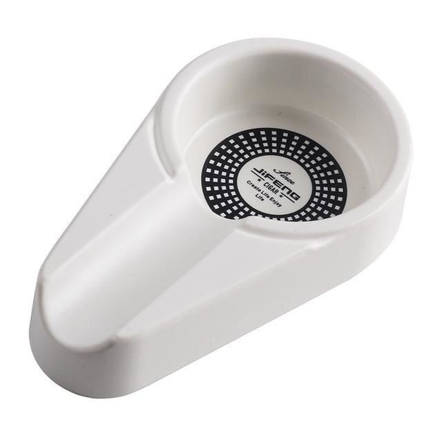 Cendrier à Cigares Porcelaine Blanc - 2 Étages - Design Élégant Avec Bord Argenté