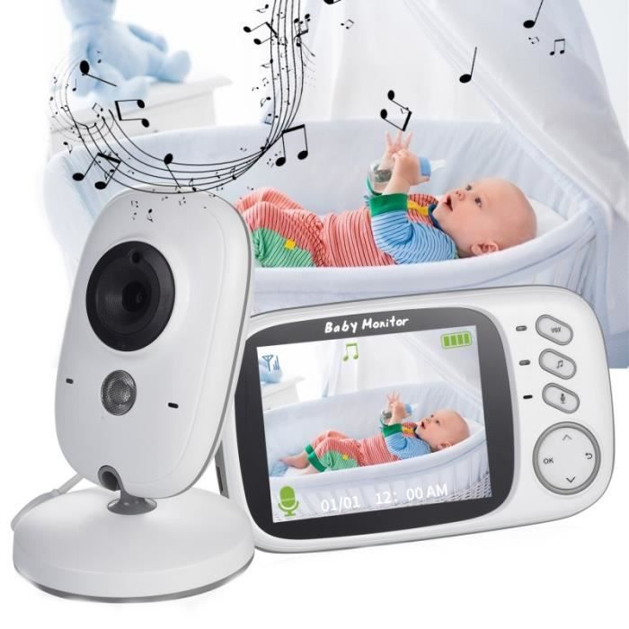 BOIFUN 3.2”Babyphone Camera, Camera Bebe 720P, Vision Nocturne,  Communication Bidirectionnelle, Capteur de Température, Berceuses, VOX :  : Bébé et Puériculture