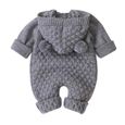 MINTGREEN Vêtements de Bébé Nouveau-né Hiver Body à Capuche Garçon et Fille Barboteuse en Coton Tricoté avec Bonnet 3-24 Mois-1