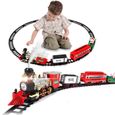 Set de train de Noël, jouet de train électrique pour garçons et filles avec fumée, lumières et sons-1
