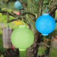 Relaxdays Lampion chinois LED abat-jour papier lanterne boule 20 cm rond décoration set de 10 à piles, coloré - 4052025243524-1