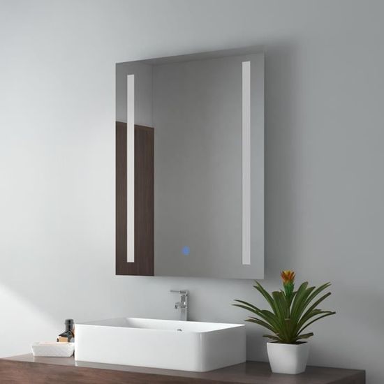 Miroir De Salle De Bain LED Anti-buée 100x60 Cm - Interrupteur Tactile, Mémoire, Arrêt Auto 3h - IP44 - Lumière 6500K