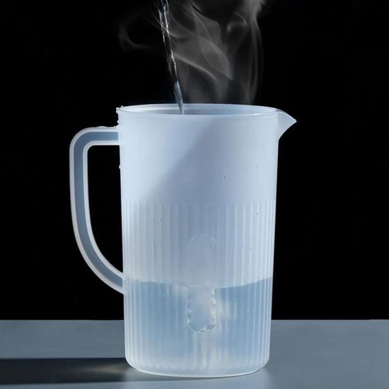Pichet D'eau Réfrigérateur 2,2 Litres - Plastique Alimentaire PP Transparent Avec Couvercle - Bec Verseur Pratique - 3