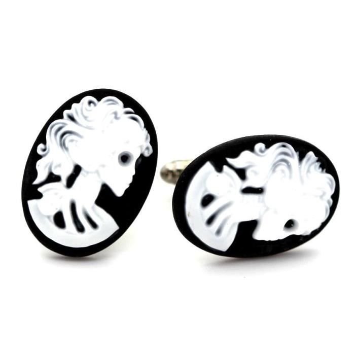 Boutons De Manchettes Camée Résine Motif Cheval - Marque A Bijoux, Neuf Avec étiquettes