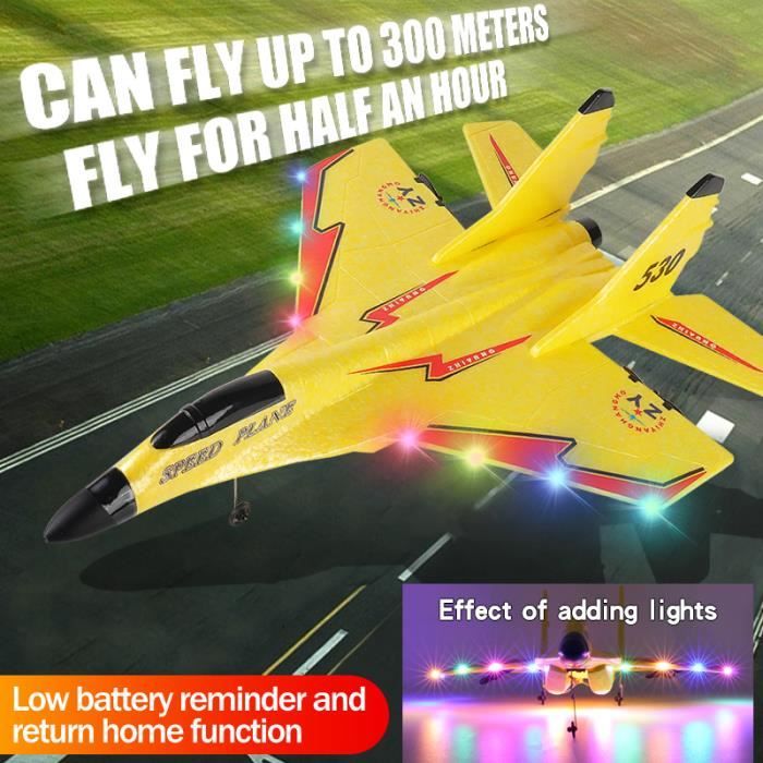 Avion Télécommandé Planeur EVA - 4 Canaux, LED Nocturnes, Batterie 500