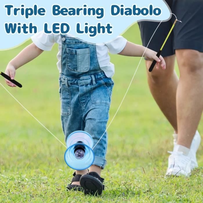 Diabolo - Astrojax - Vert - Triple roulement - Lumière LED - Jouet de ...