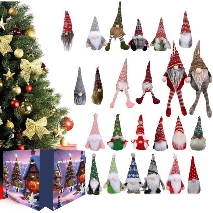 Calendrier De L'Avent Gnome En Peluche – 24 Poupées Lutins, Compte à Rebours Noël 2025, Décoration Réutilisable