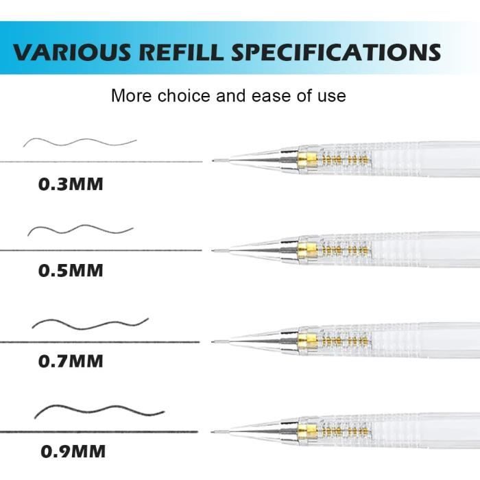 Mine 2b Incluse Porte-Mines Métallique 0,5mm Avec Gomme - Crayon Mécanique Argenté Avec Mines 2B - Élégant Et Précision Porte-mines Avec Gomme
