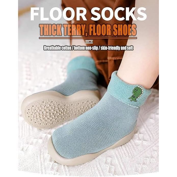 FedMois 3 Paires Chaussettes Pantoufles Antidérapantes Bébé – Semelle Caoutchouc Souple, Coton Doux, 6-48 Mois