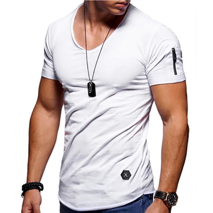 T shirt col rond large sale homme