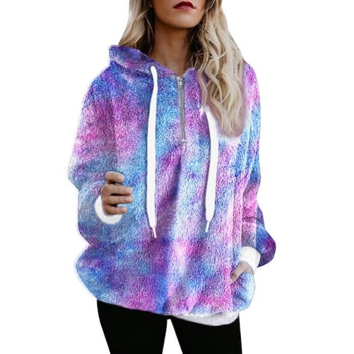 Sweat Femme Chandail a capuchon a capuche Tie Dye chaud d hiver Multicolor Multicolor Cdiscount Pret a Porter