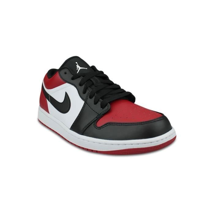 Basket Air Jordan 1 Low Bred Toe Rouge NIKE 553558 612 Cuir Homme Rouge Cdiscount Chaussures