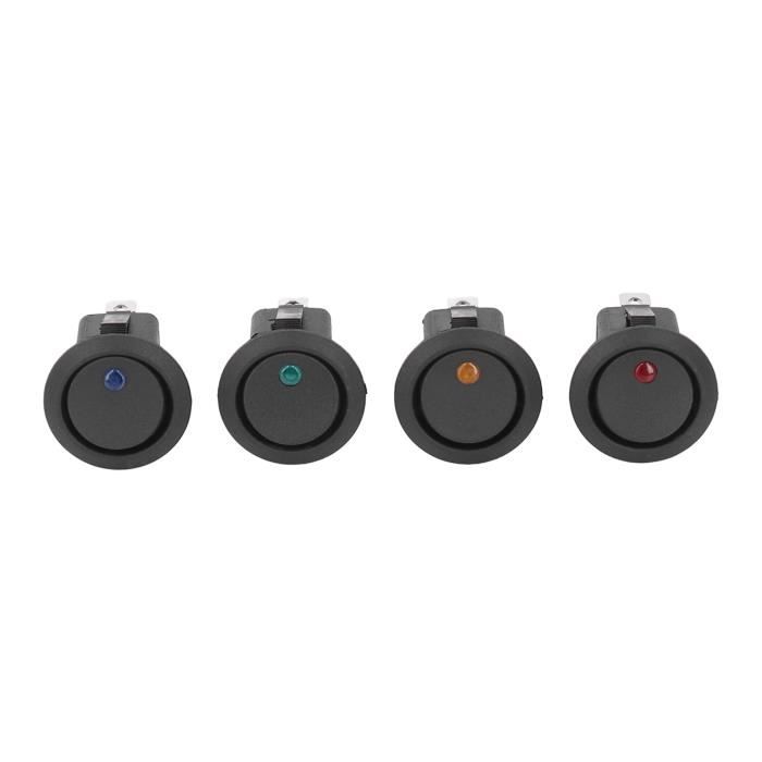 Lot De 6 Interrupteurs à Bascule Ronds 3 Positions 12V 3 Broches - Pour Voiture, Bateau, Appareils Ménagers | Encastrable, Couleur Noir