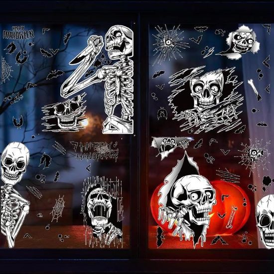Autocollant Mural Crâne Fissuré - Déco Halloween - 30 X 40 Cm - PVC Adhésif, Facile à Poser Et Retirer