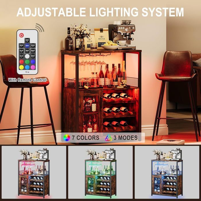 Armoire à Vin avec Casier à Vin pour 12 Bouteilles Amovible et 9 Porte ...