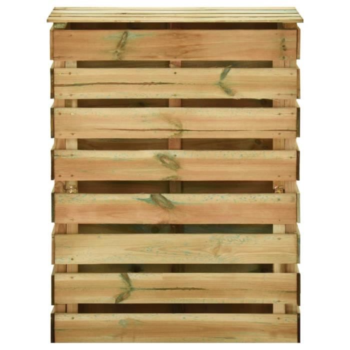 Composteur de jardin en bois à lattes - ASHATA - 80x50x100 cm