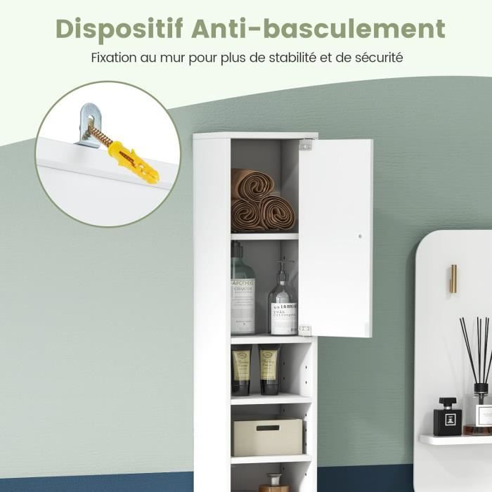 GIANTEX Colonne De Salle De Bain Étroit- Étagères Réglables