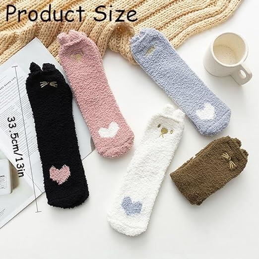 WKTRSM Chaussette Femme Hiver Chaussettes Pantoufles En Peluche