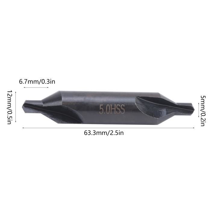 10 Forets Centraux HSS Type A 3 Mm - Pour Centrage Précis Sur Fraiseuse, Perceuse, 50 Mm De Long