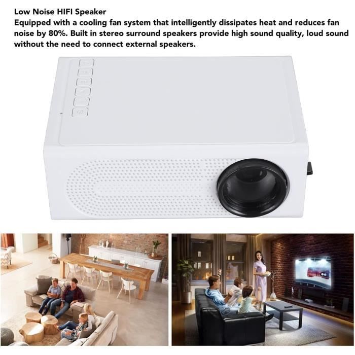 Projecteur Vidéo, LED Réglable à 270 Degrés Sans Fil Fidélité USB