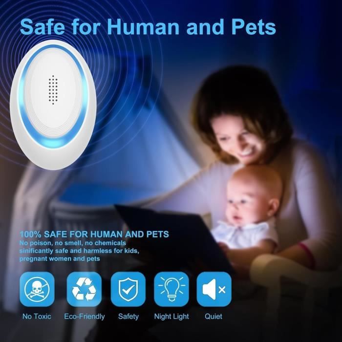 Appareil à Ultrasons Anti Souris & Moustiques - Répulsif Électronique 4 Modes - Branchement Prise