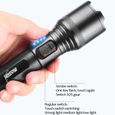 TD® Lampe de poche LED forte lumière affichage double interrupteur USB charge randonnée camping portable étanche zoom lumière-3