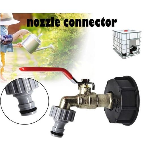 Robinet Cuve IBC 1000L - Lot De 2 Tailles (1/2" Et 3/4") - Alliage Zinc + Raccords