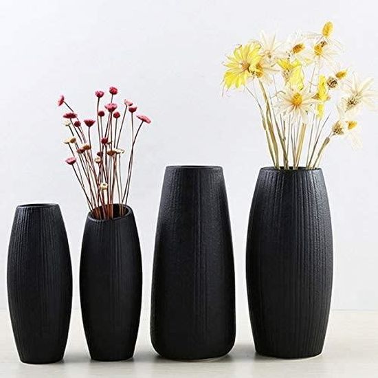 de bureau de maison Chytaii Vase décoratif moderne noir avec fleurs artificielles pour décoration de vases