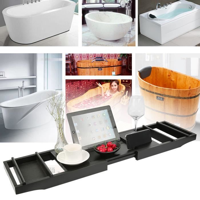 Plateau Extensible Pour Baignoire - Organisateur De Rangement Antidérapant, Blanc, Support Téléphone Et Verre