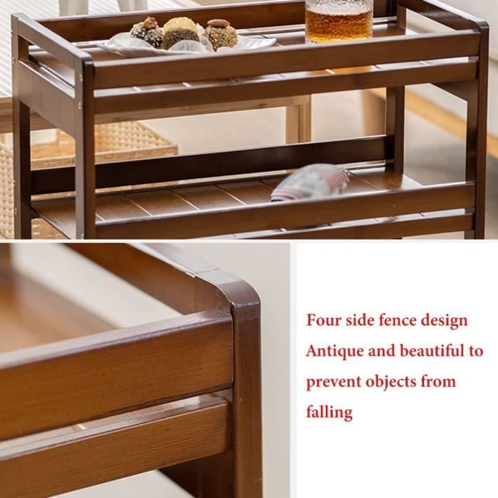 Chariot De Rangement 4 Tiroirs Sur Roulettes - Plateau Bois - Gris - Pour Cuisine, Salon, Bureau - 8