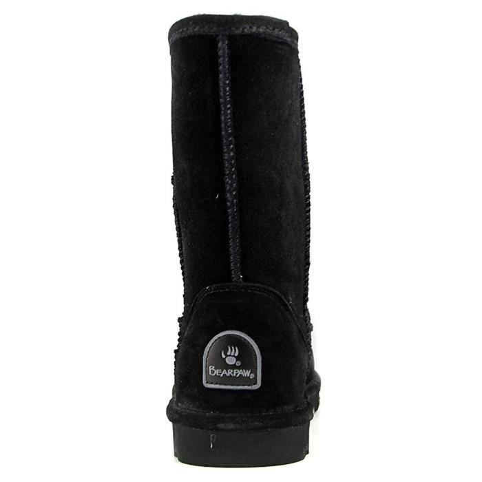 Bottes Femme Bearpaw ELLE SHORT en Daim Nubuck Noir a Lacets Plat Basse Noir Noir Cdiscount