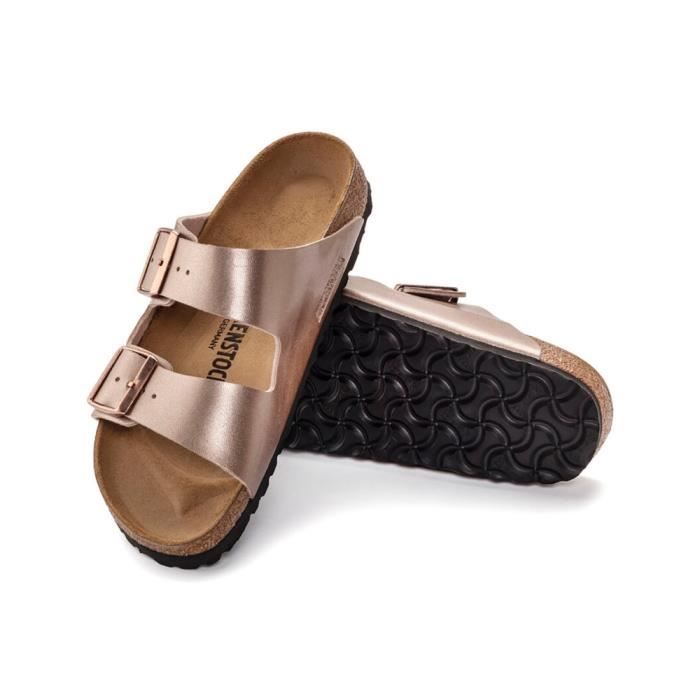 Sandales pour femme BIRKENSTOCK Doré et Gris Tige Birko-Flor