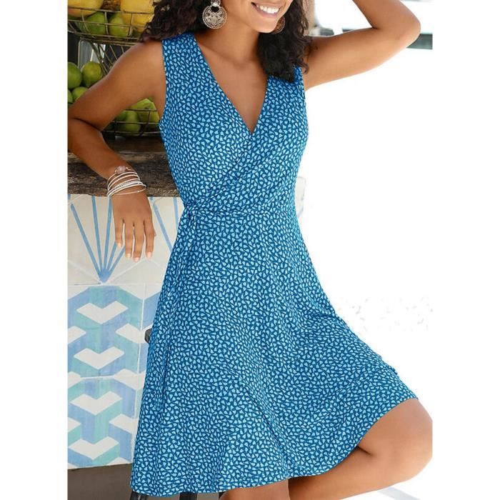 Pour Femme Robe Pois D contract e V tement t avec Encolure en