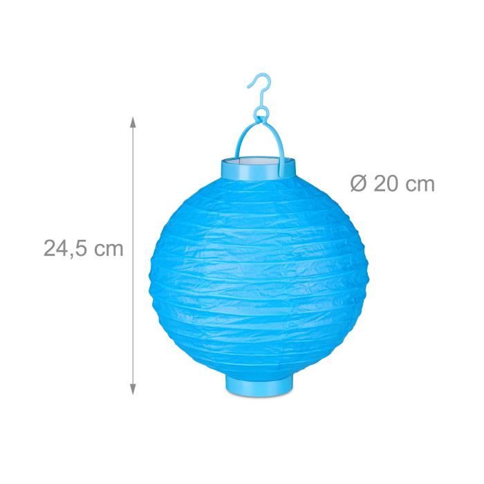Relaxdays Lampion chinois LED abat-jour papier lanterne boule 20 cm rond  décoration set de 10 à piles, coloré - 4052025243524 - Cdiscount Maison