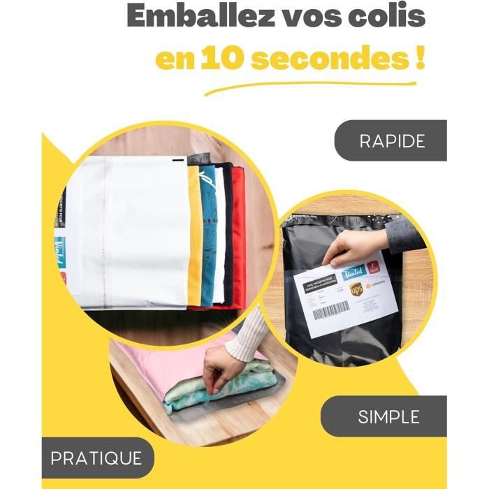 Sacs D'expédition Plastique Opaques - Lot De 100, 30,5 X 38 Cm, Autocollants, Pour Vêtements, Colis, Imperméables - 9