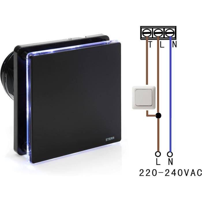 STERR LFS120-QZT - 120 mm Extracteur de Salle de Bain, Minuterie, 160 m³/h, Or